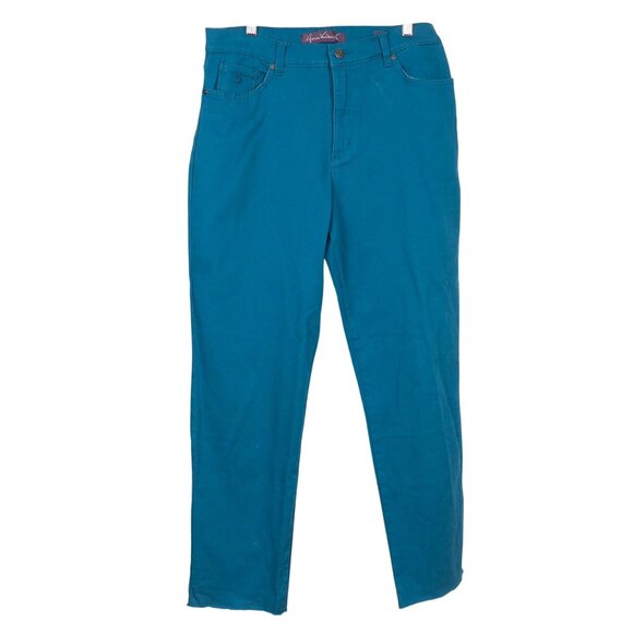 Gloria Vanderbilt Amanda Teal Jeans 12 Womens Classic Straight Fit Cotton Denim - Picture 1 of 6